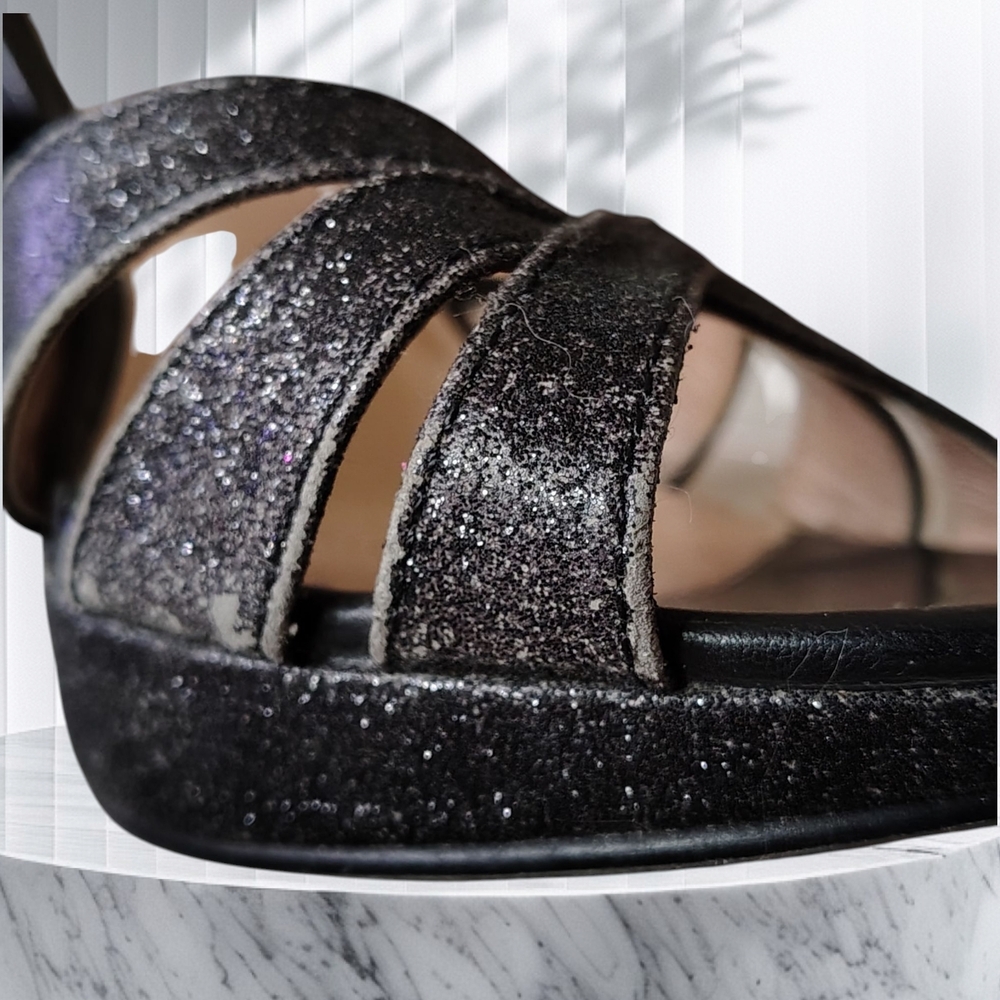 TAXI Women's Size 37 Black Stiletto Heels with Strappy Design - Picture 5 of 7